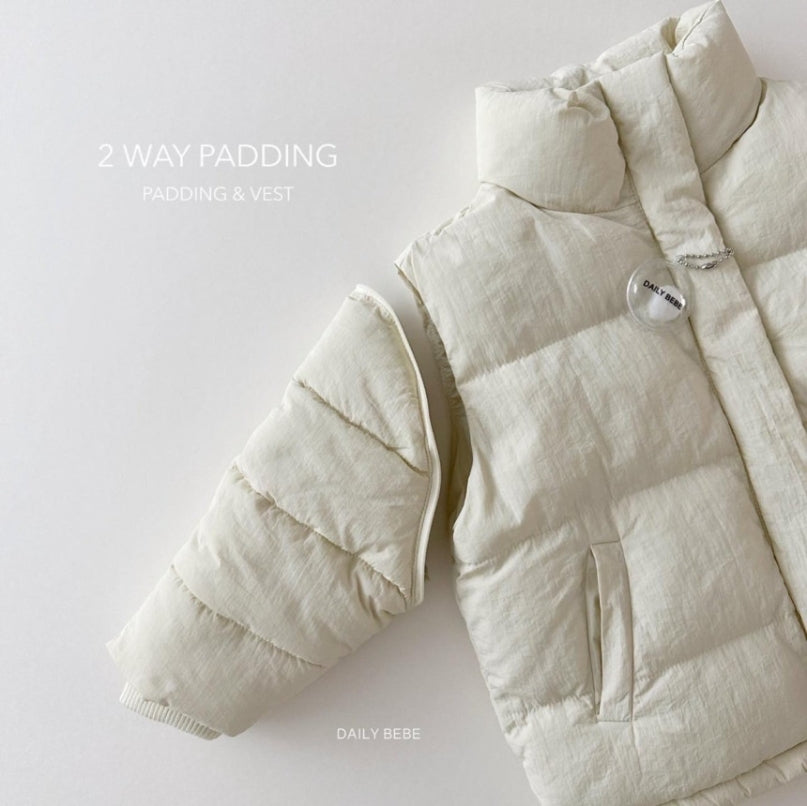 (3-4Y) Two Way Puffer Vest/Jacket