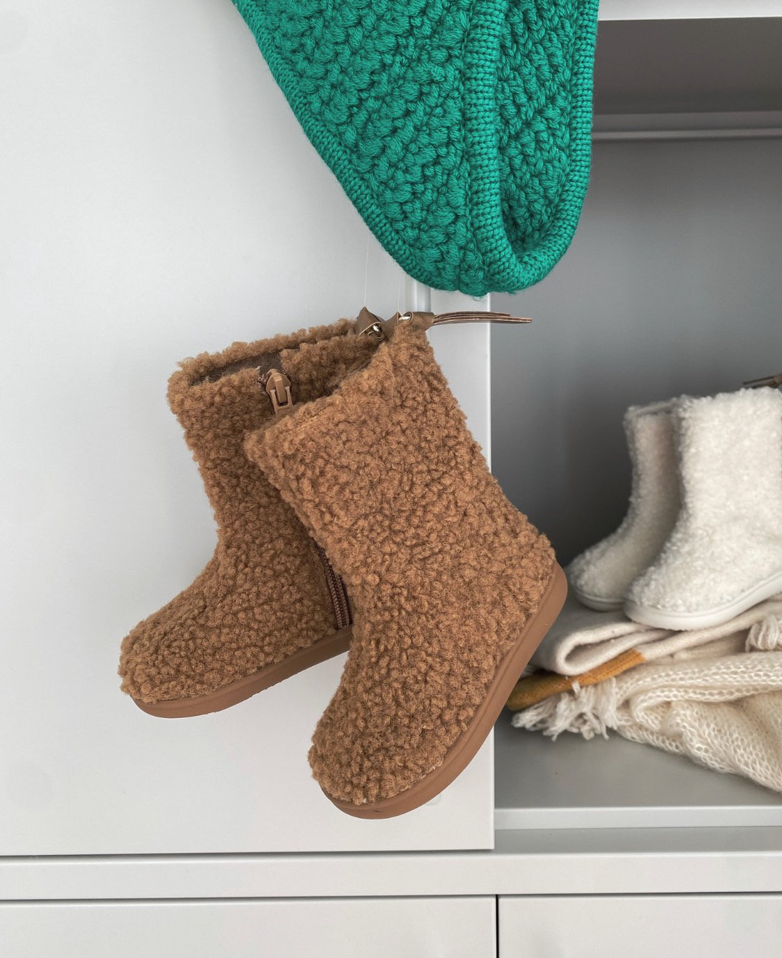 (Brown, 170, 180mm) Iw 960 Teddy Fleece Boots
