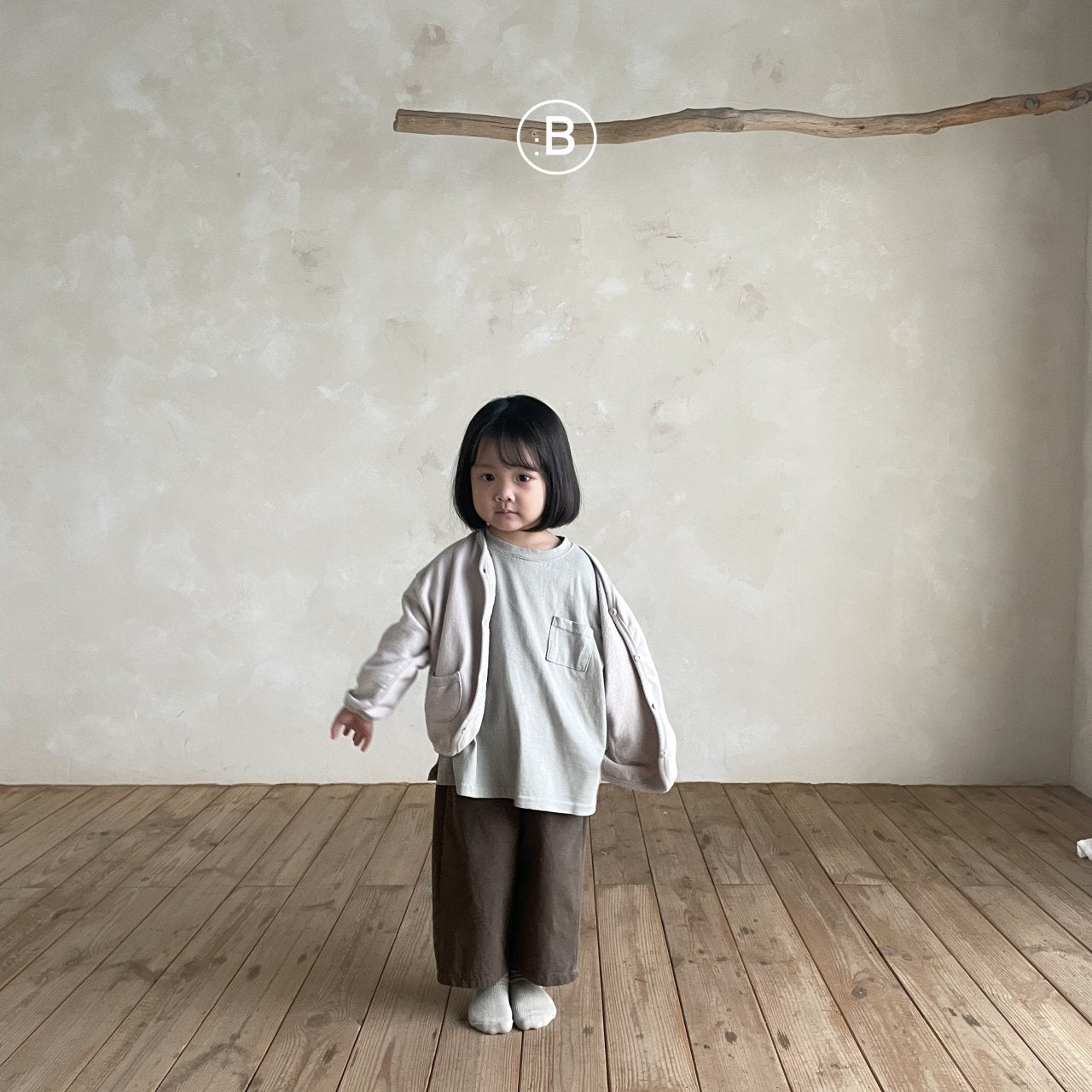 (0-1Y, 4-5Y)Ribbed Binding Cotton Cardigan