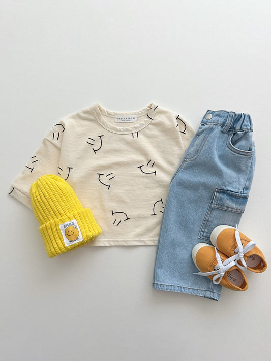 (2-3Y) Smile Pattern Long Sleeve Tee