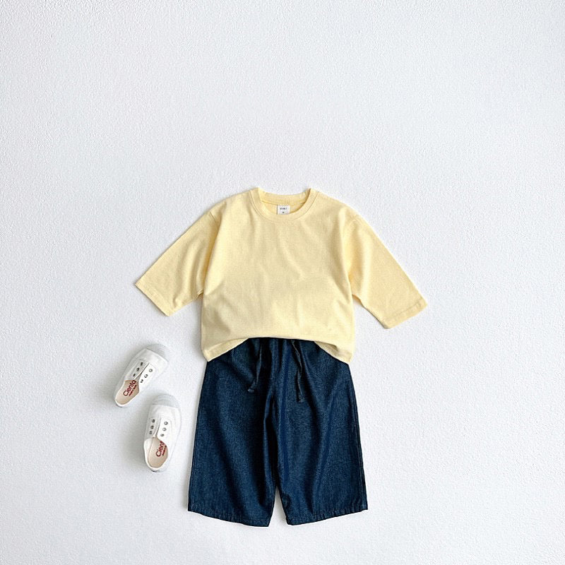 (5-6Y) Solid Loose Long-sleeve Tee