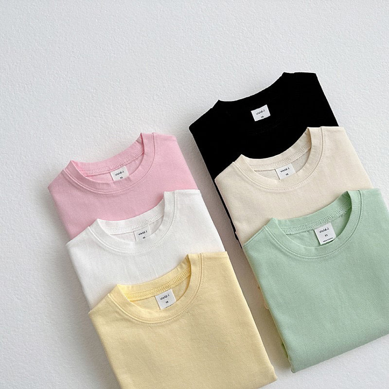 (5-6Y) Solid Loose Long-sleeve Tee