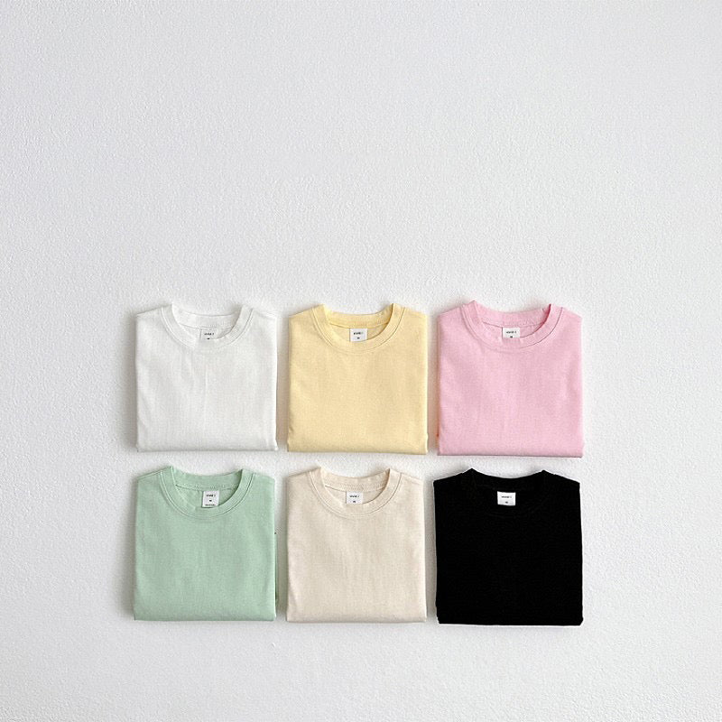 (5-6Y) Solid Loose Long-sleeve Tee