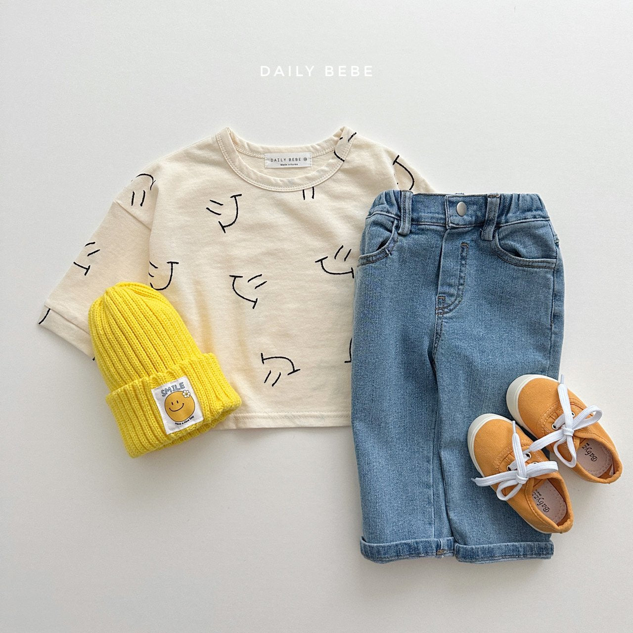 (2-3Y) Smile Pattern Long Sleeve Tee