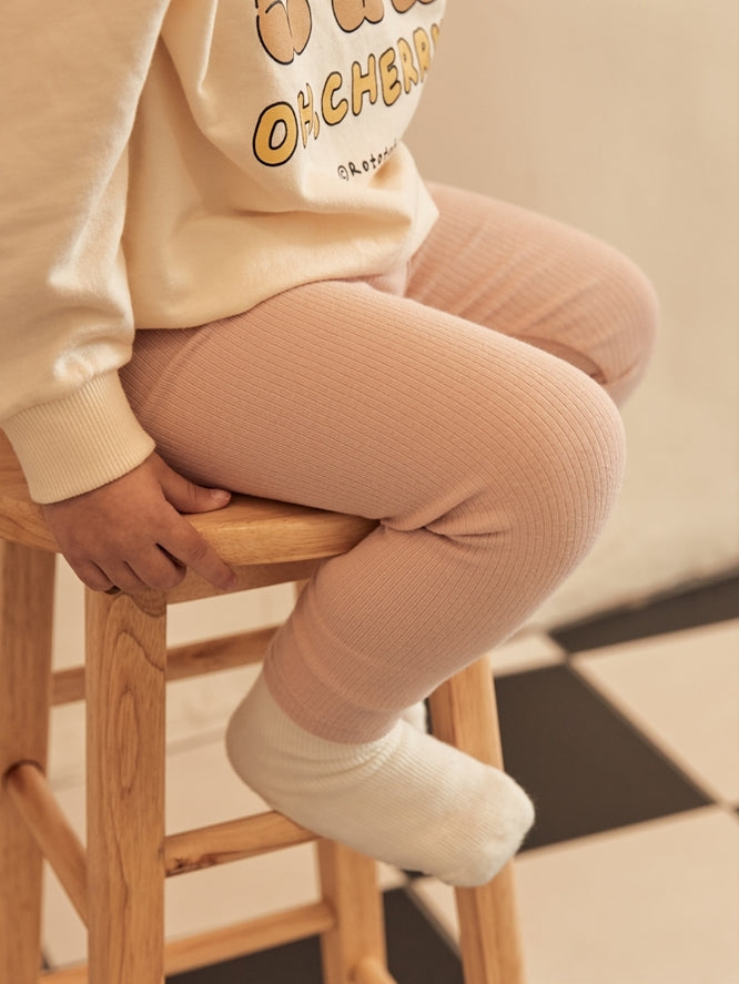 (2-5Y) Solid Ribbed Leggings