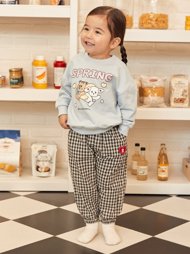 (2-3Y) Black Plaid Comfy Pants