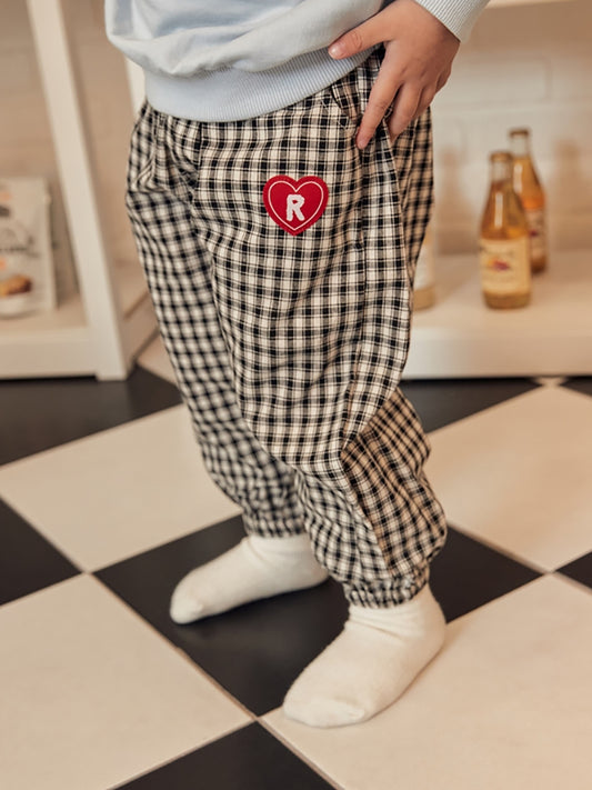 (2-3Y) Black Plaid Comfy Pants