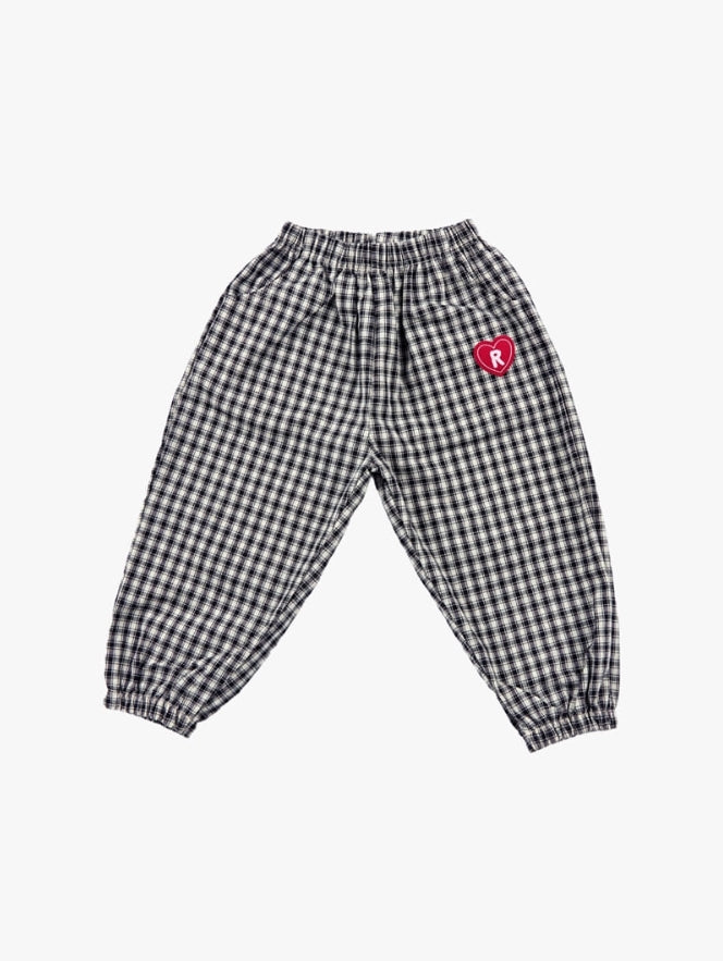 (2-3Y) Black Plaid Comfy Pants