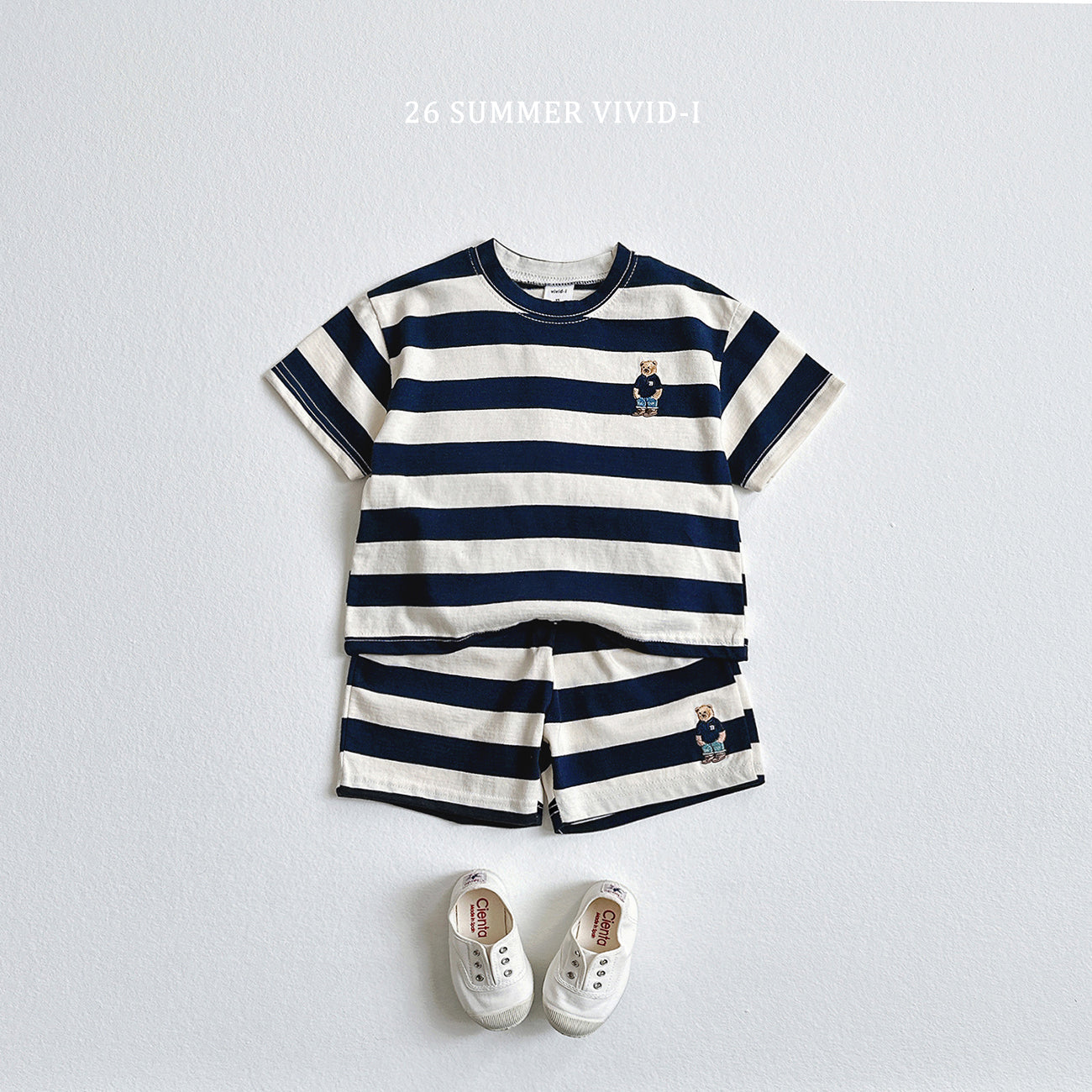 [Preorder] Bear Embroidered Stripe Set