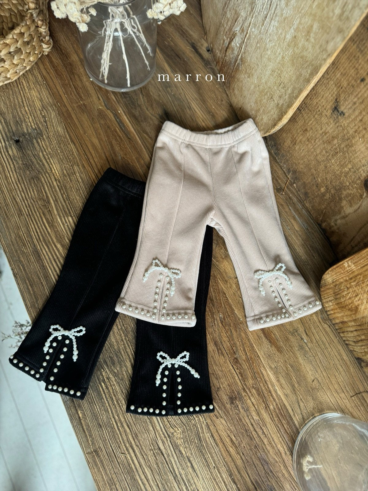 [Preorder] Faux Pearl Ribbon Pants