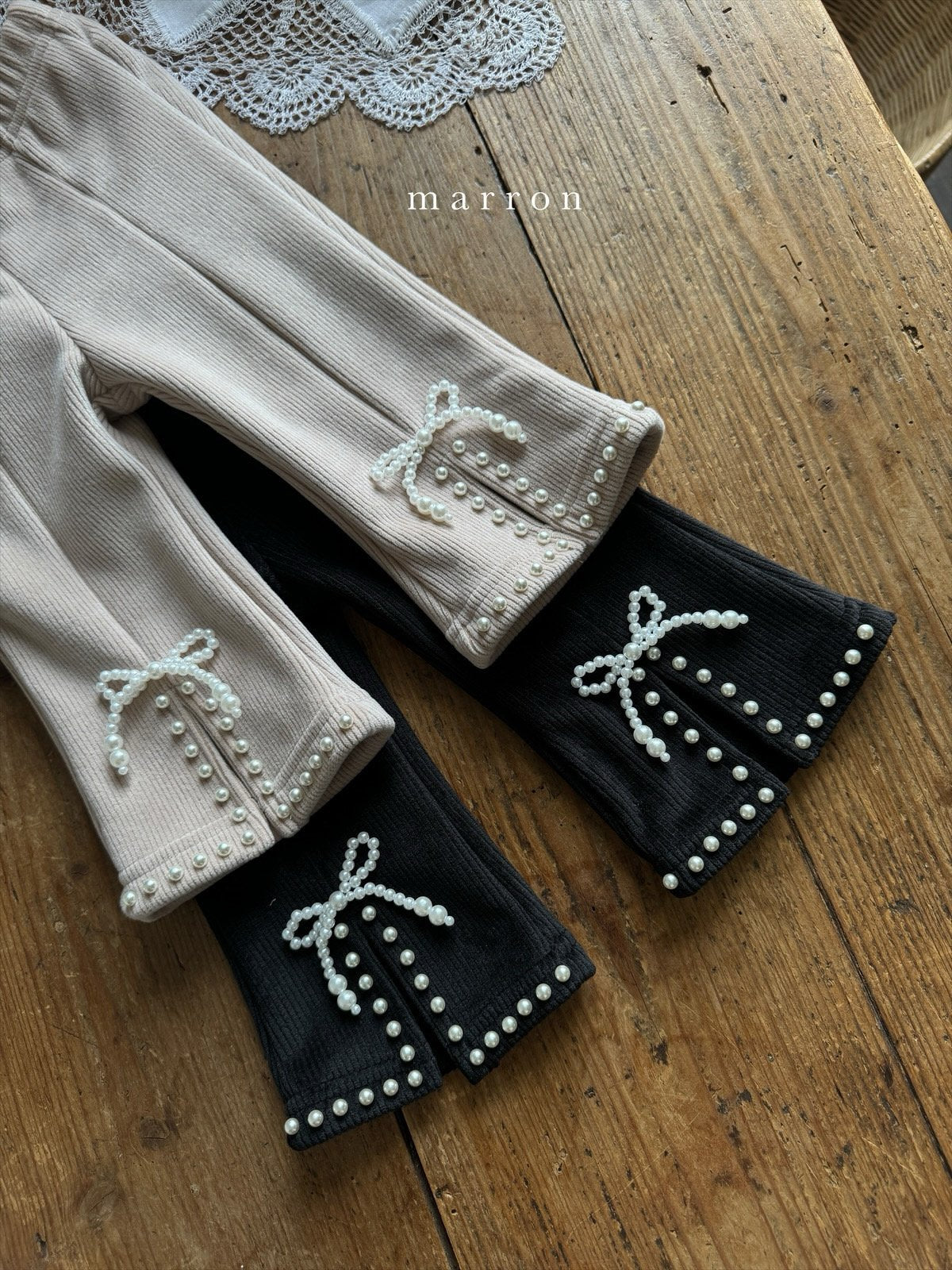 [Preorder] Faux Pearl Ribbon Pants