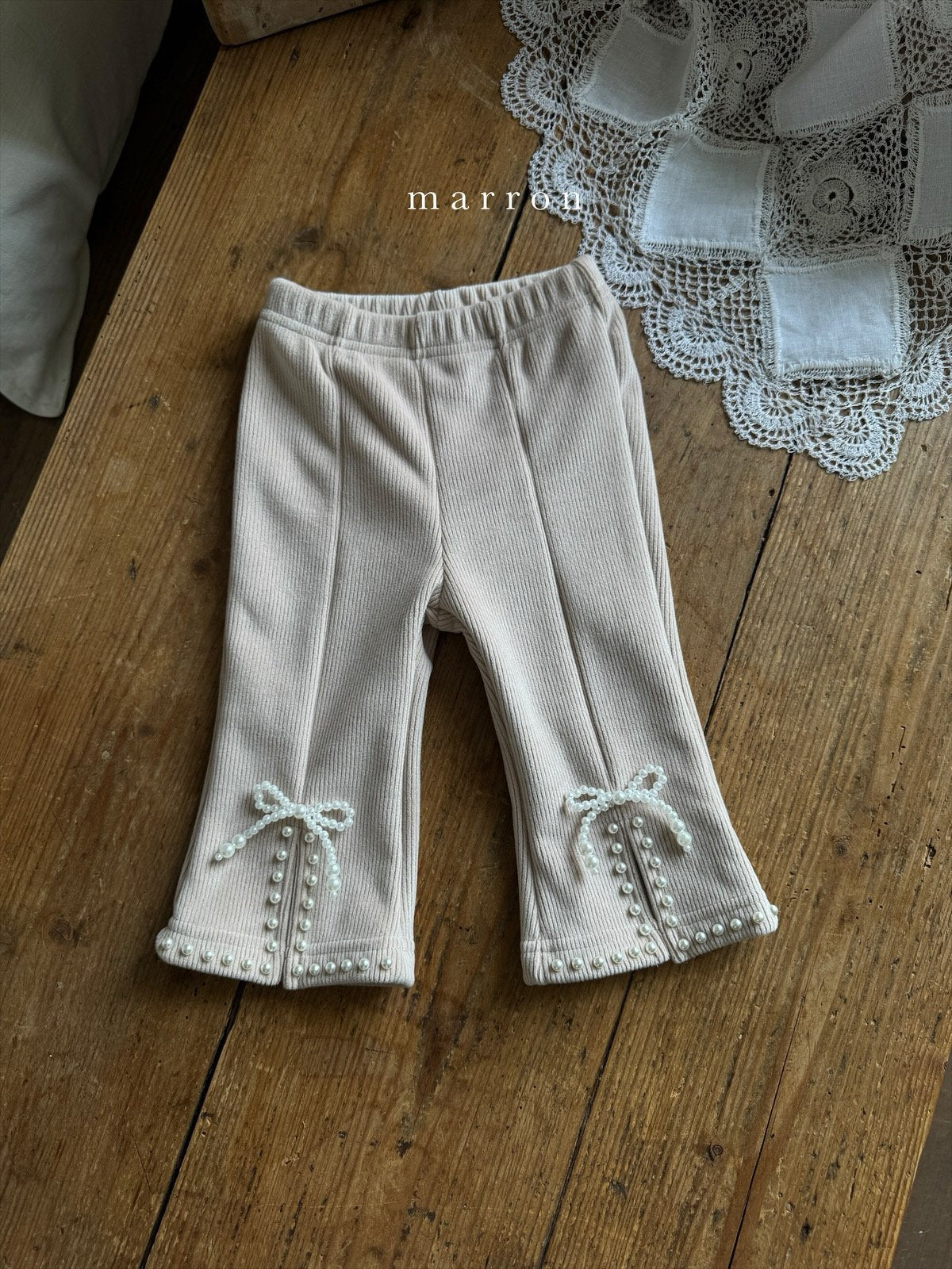 [Preorder] Faux Pearl Ribbon Pants