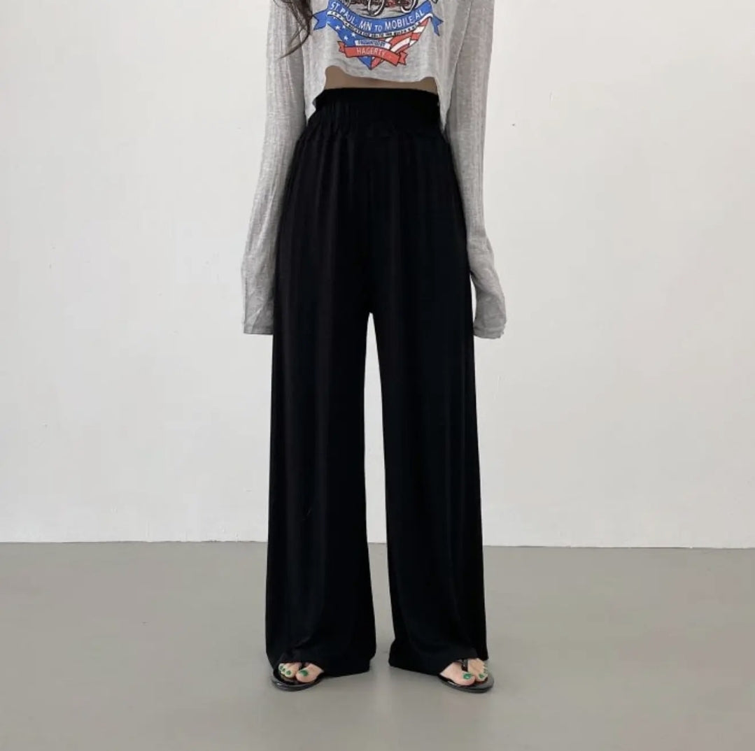 Rayon High Waist Wide Pants