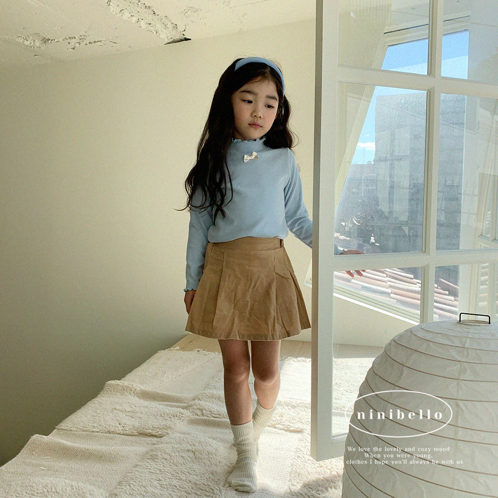 (3-6Y) Petite Ribbon Mock Neck Tee