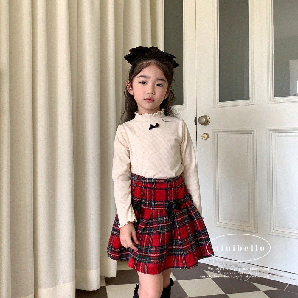 (3-6Y) Petite Ribbon Mock Neck Tee