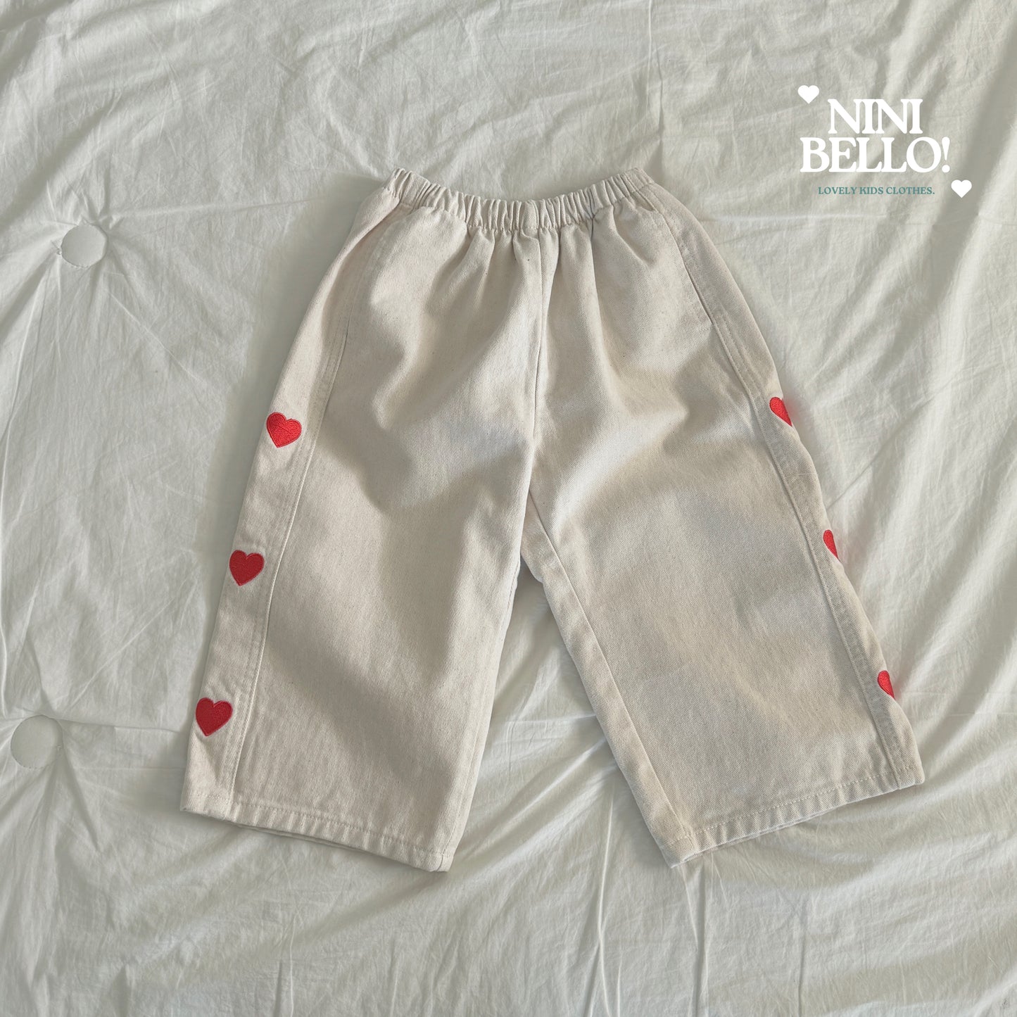 [Preorder] Heart Embroidered Panel Pants