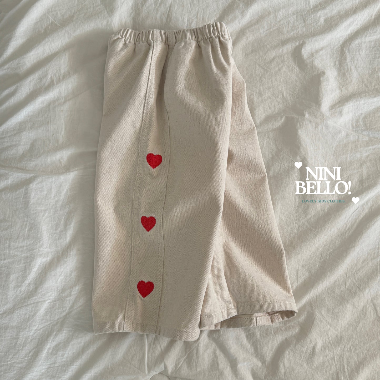 [Preorder] Heart Embroidered Panel Pants