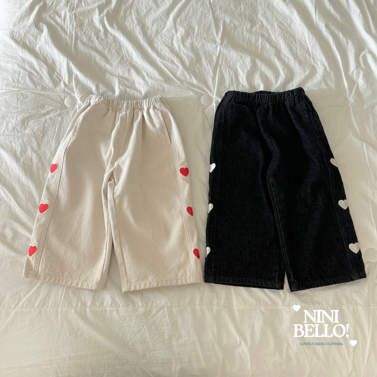 [Preorder] Heart Embroidered Panel Pants