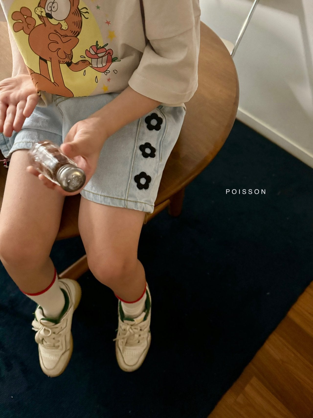 (3-4Y) Embroidery Daisy Shorts