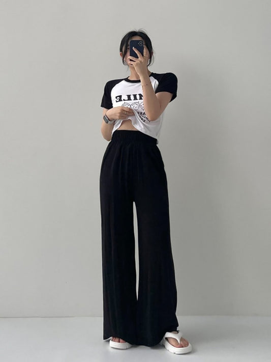 Rayon High Waist Wide Pants