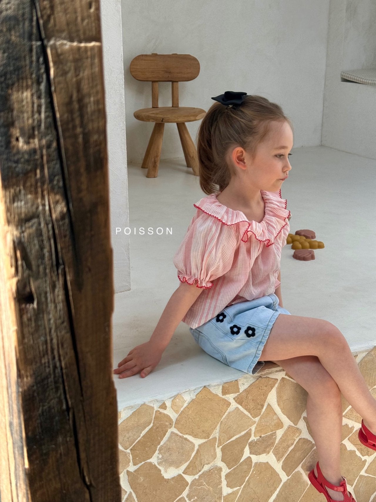 (3-4Y) Embroidery Daisy Shorts