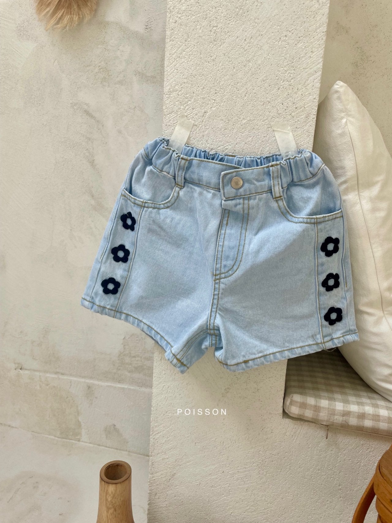 (3-4Y) Embroidery Daisy Shorts