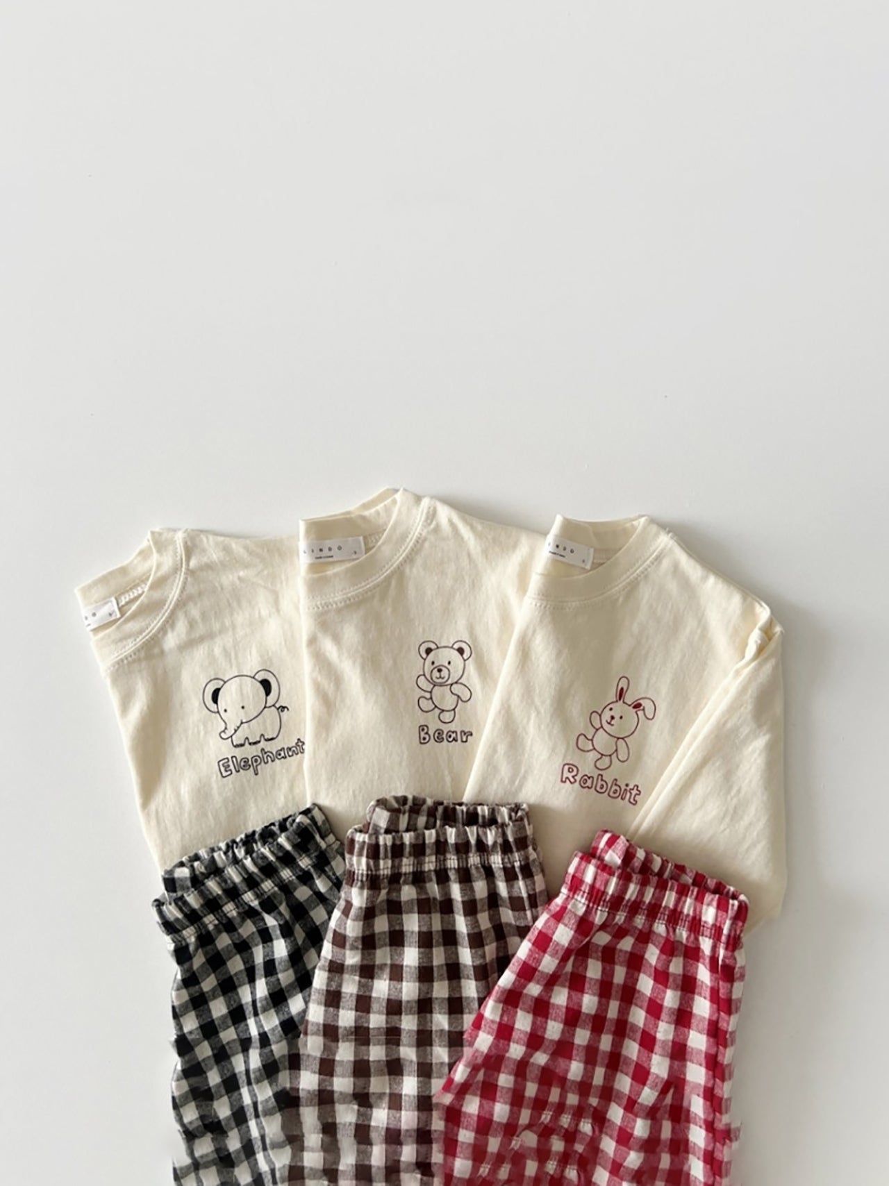 (4-5Y) Animal Plaid 2pc Set