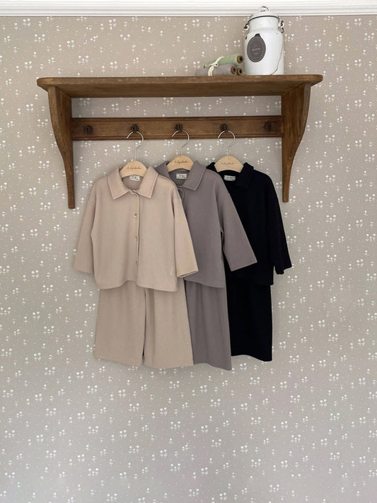Square Collar Top and Bottom Set