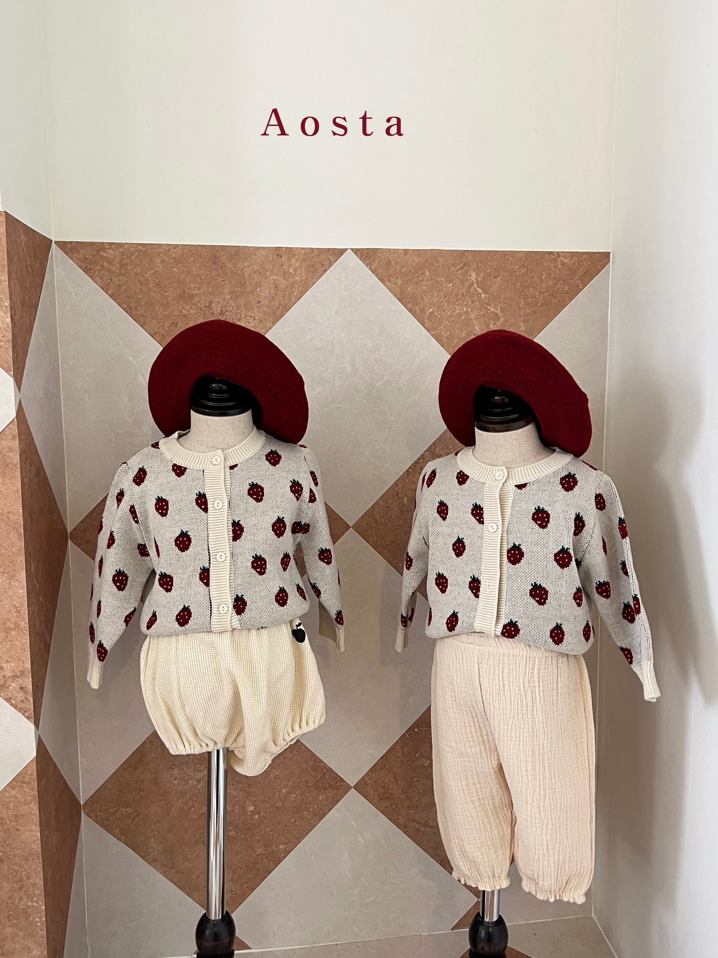 (2-3Y) Aosta Strawberry Cardigan