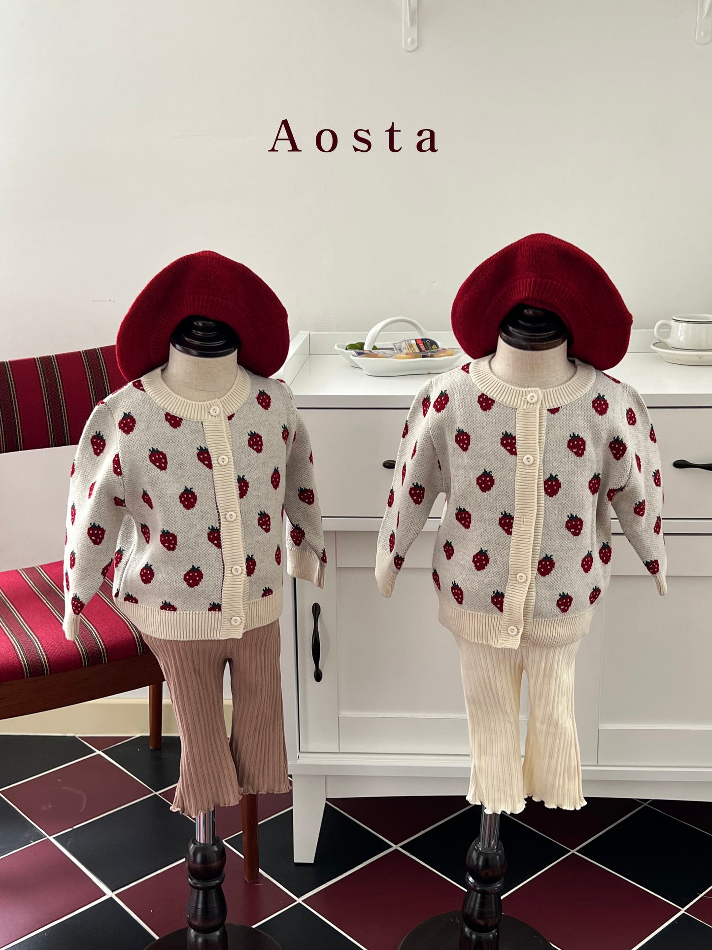 (2-3Y) Aosta Strawberry Cardigan