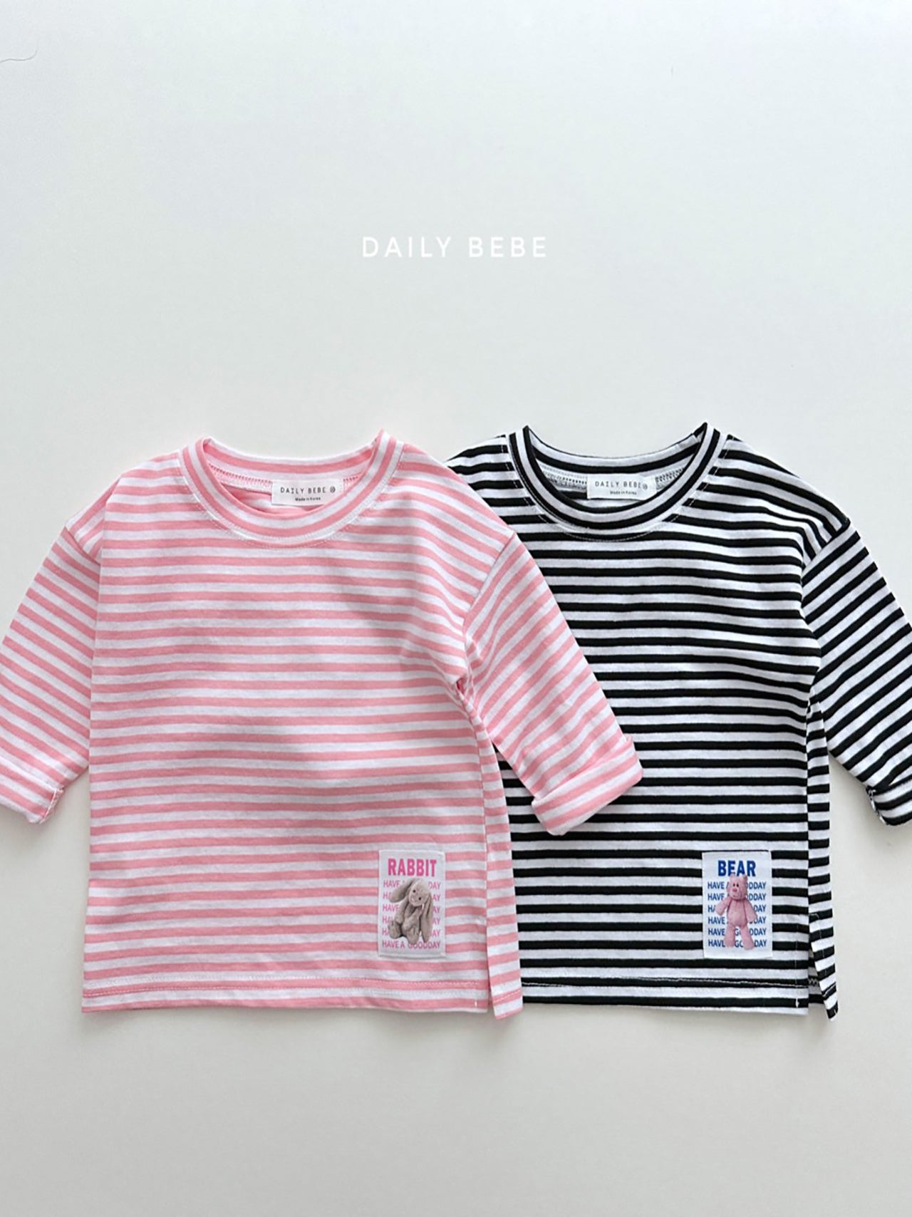 (4-6Y) Stripe Bear Bunny Tee