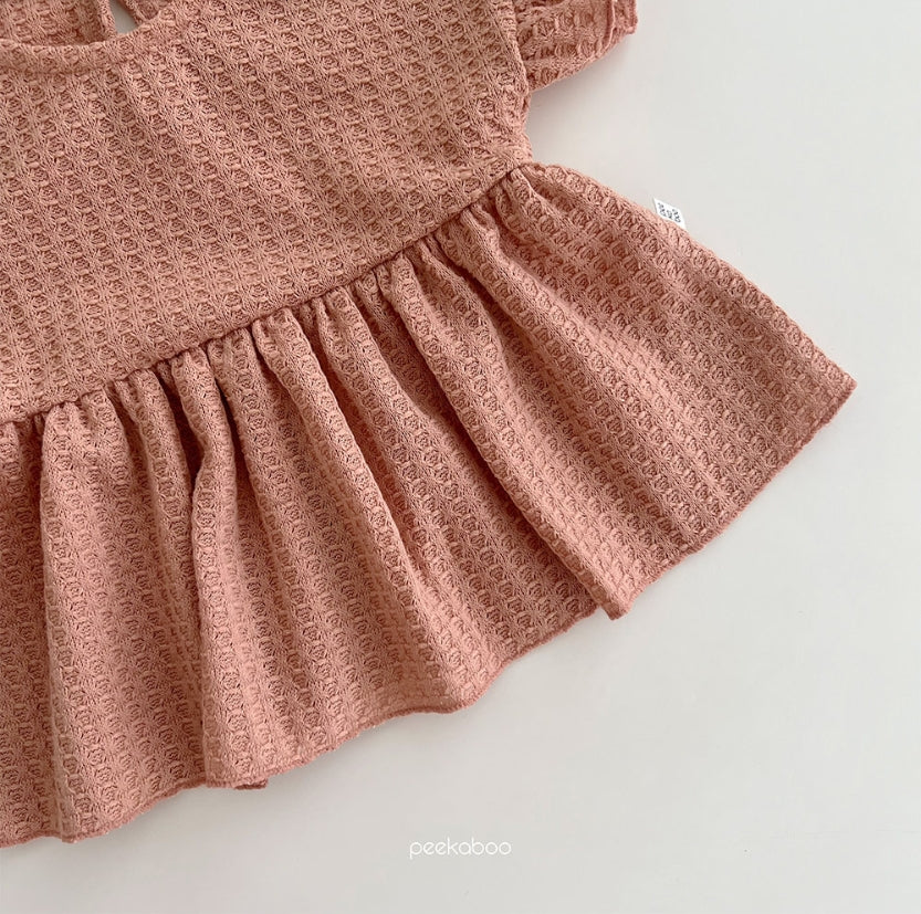 (1-5Y) Peekaboo Waffle Frill Set