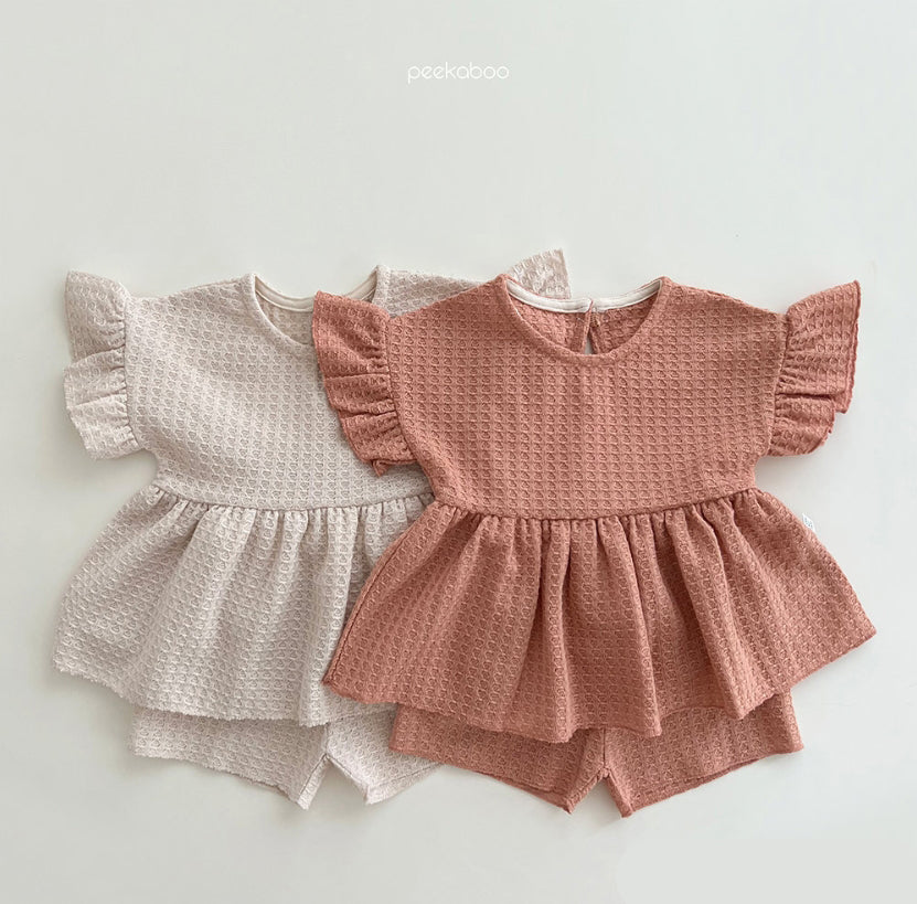 (1-5Y) Peekaboo Waffle Frill Set