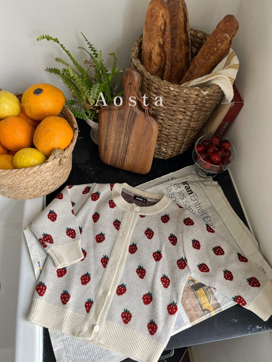 (2-3Y) Aosta Strawberry Cardigan