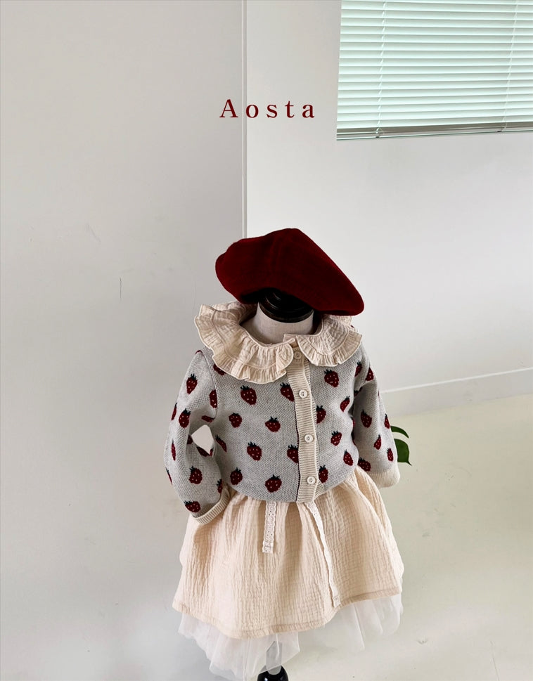 (2-3Y) Aosta Strawberry Cardigan