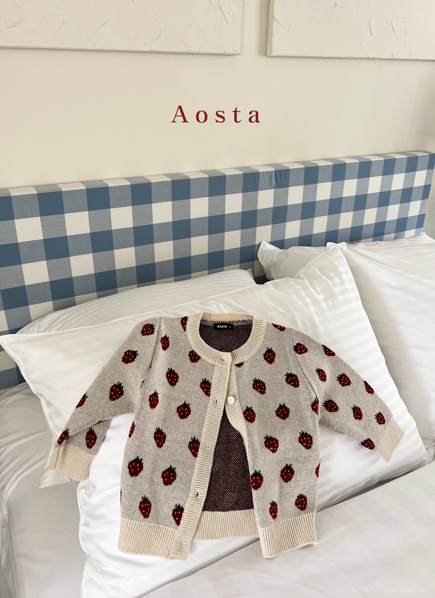 (2-3Y) Aosta Strawberry Cardigan