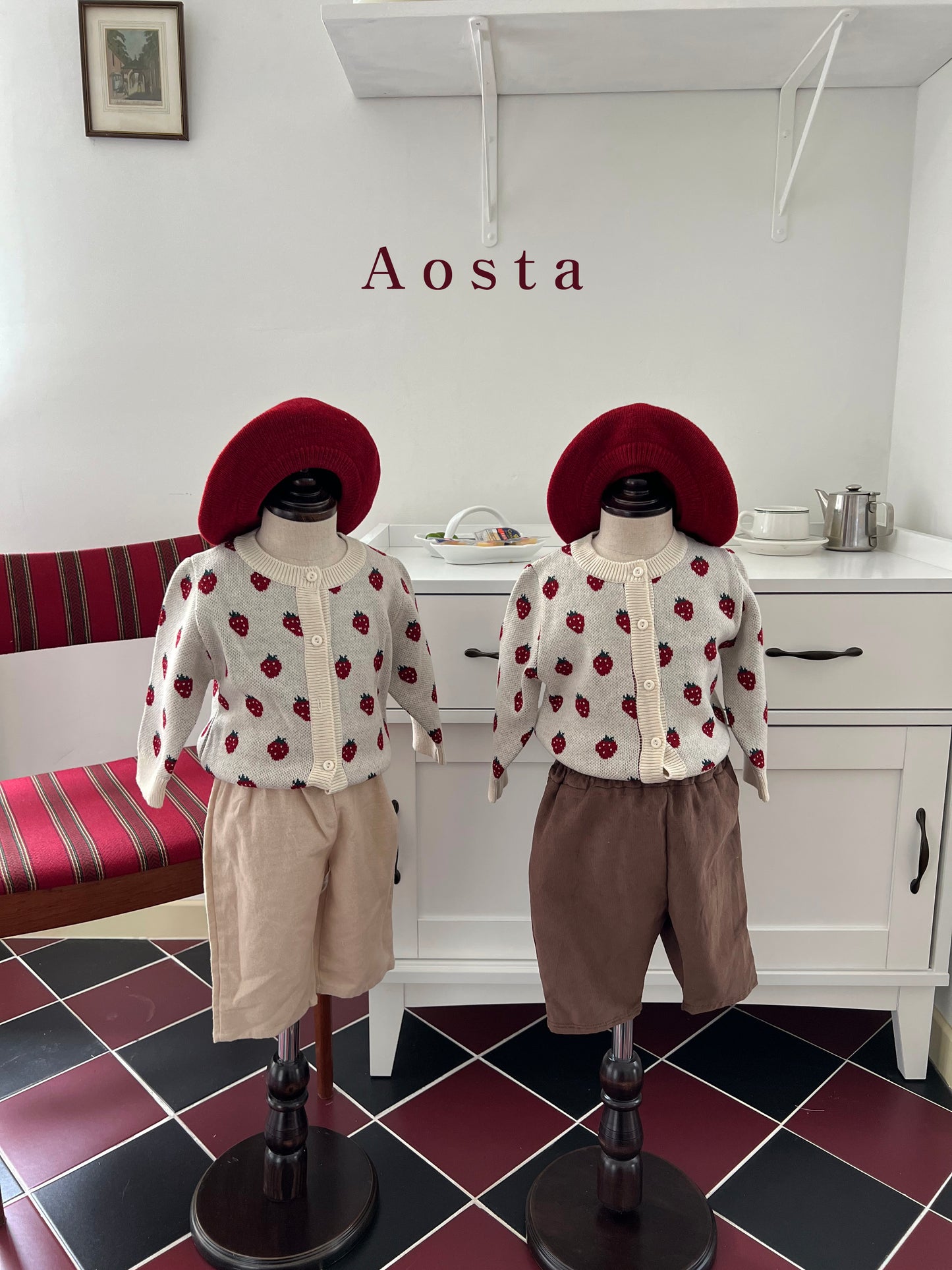 (2-3Y) Aosta Strawberry Cardigan