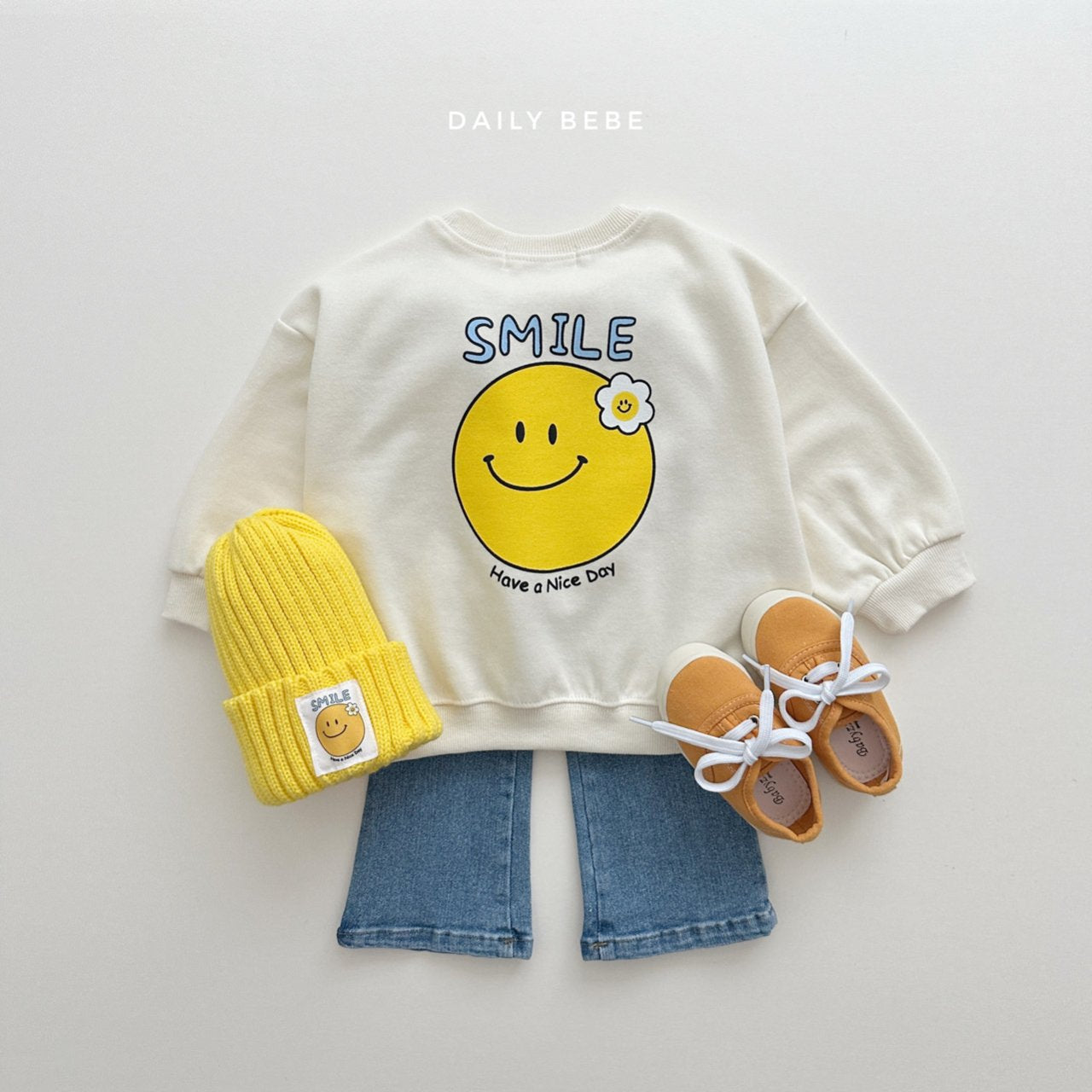 (2-3, 3-4Y) Smile Flower Sweatshirt