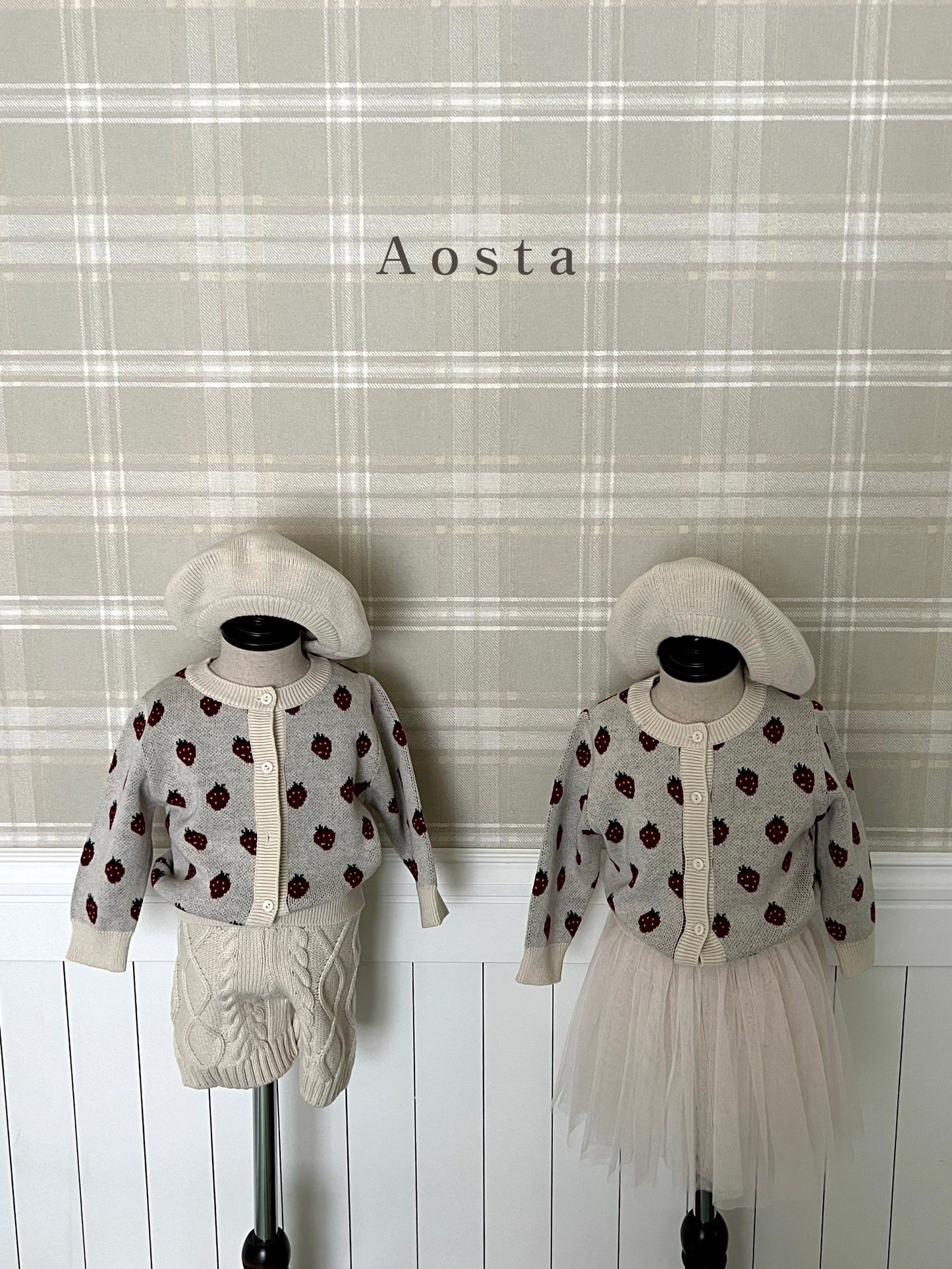 (2-3Y) Aosta Strawberry Cardigan