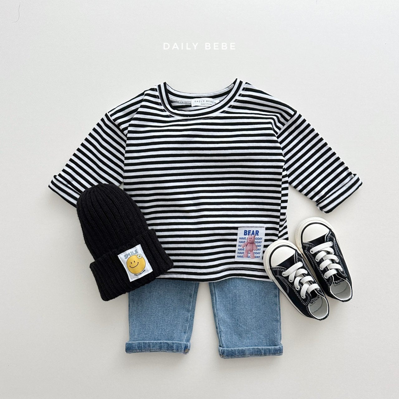 (4-6Y) Stripe Bear Bunny Tee