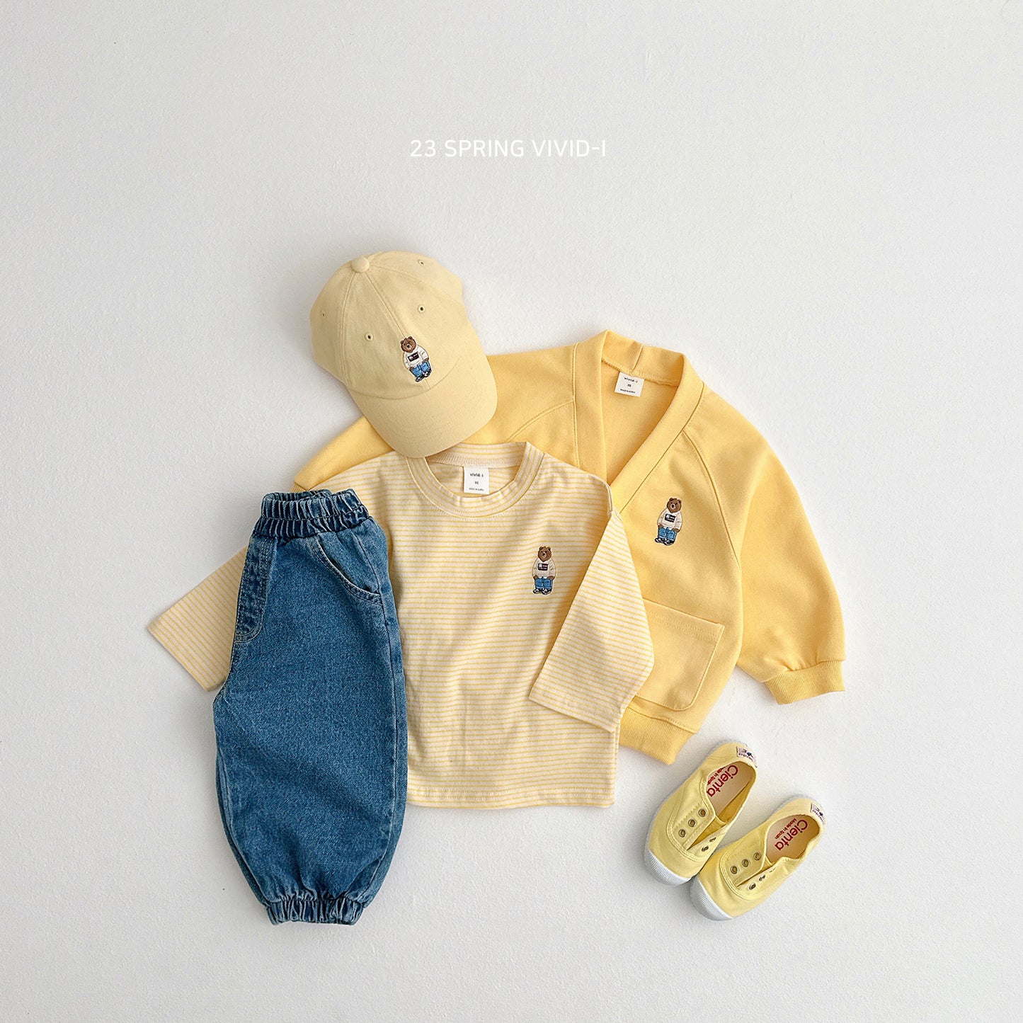 (5-6Y) Bear Embroidery St Long Sleeve Tee