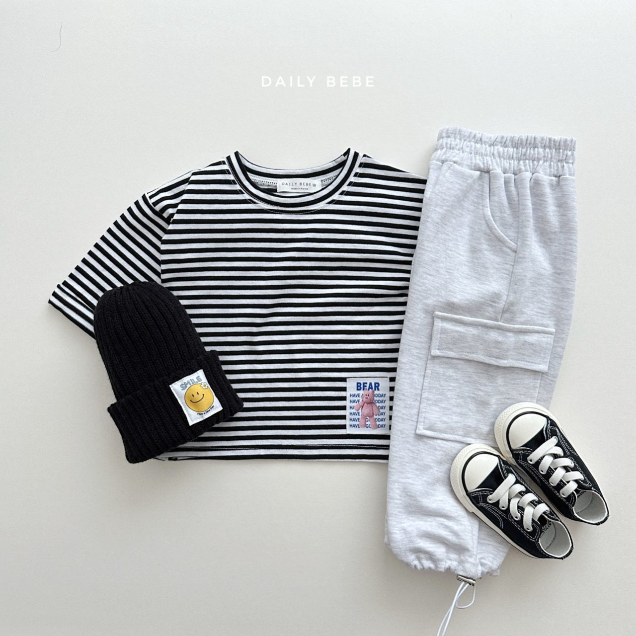 (4-6Y) Stripe Bear Bunny Tee