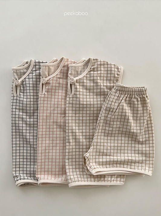 (1-5Y) Peekaboo Checkered set