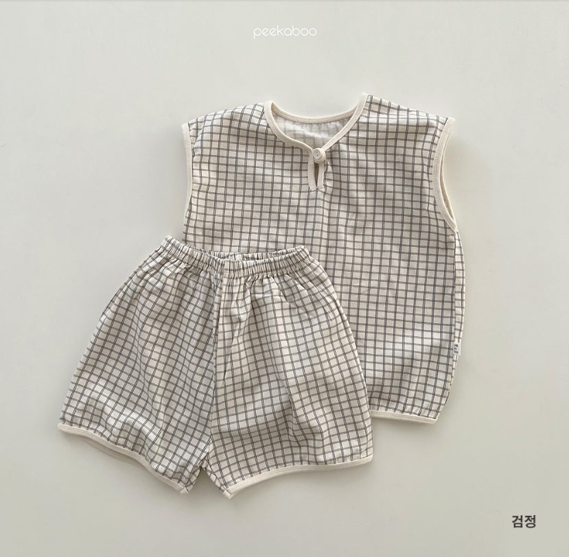 (1-5Y) Peekaboo Checkered set