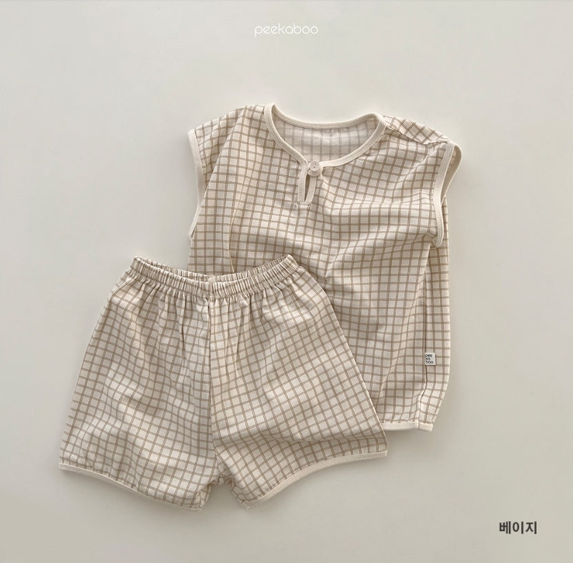 (1-5Y) Peekaboo Checkered set