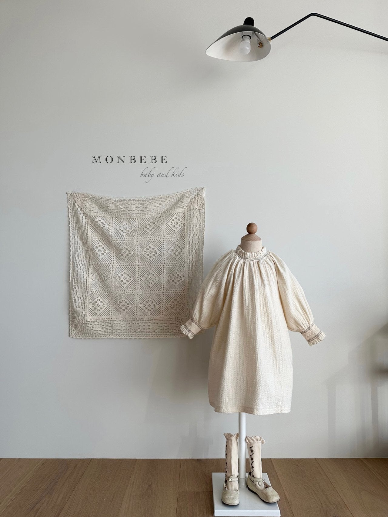 (3-4Y) Cream Smocked Dress