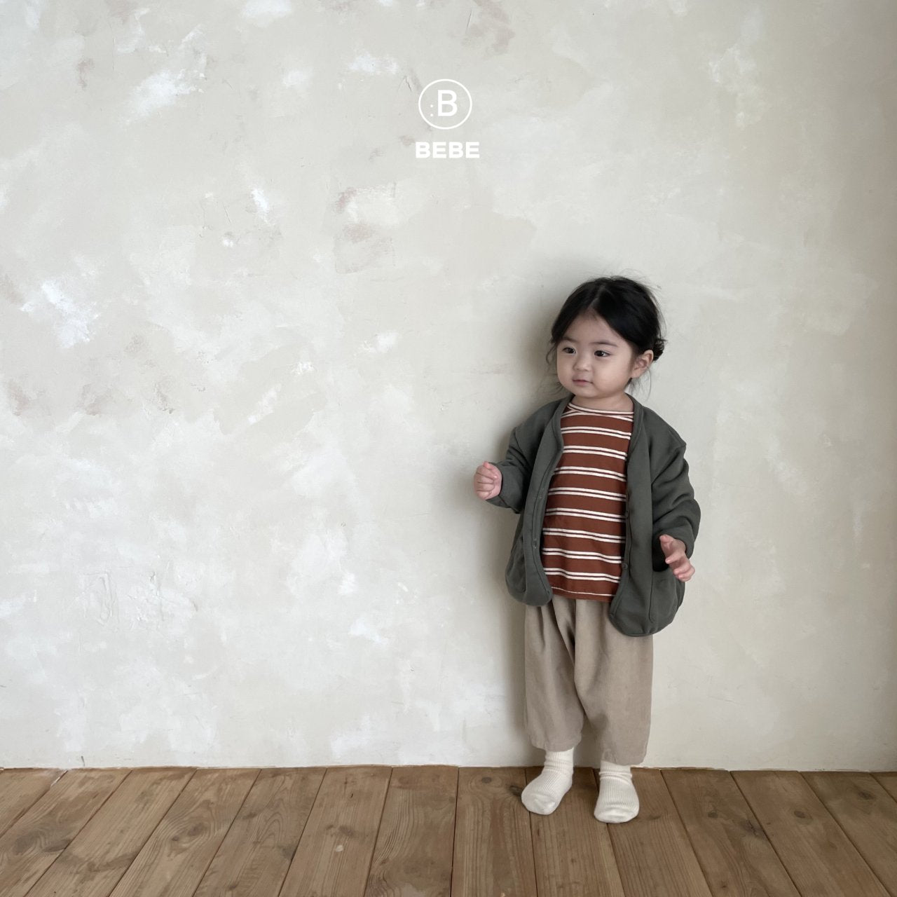 (0-1Y, 4-5Y)Ribbed Binding Cotton Cardigan