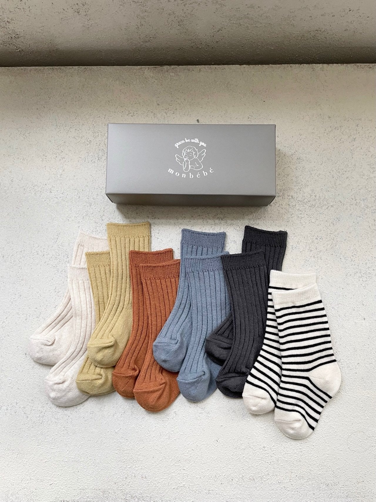 (0-1Y) Monbebe Ribbed Socks (set of 6)