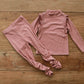 (3-4Y, 6-7Y) Brushed Rib Half Neck Tee and Leggings Set