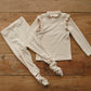 (3-4Y, 6-7Y) Brushed Rib Half Neck Tee and Leggings Set